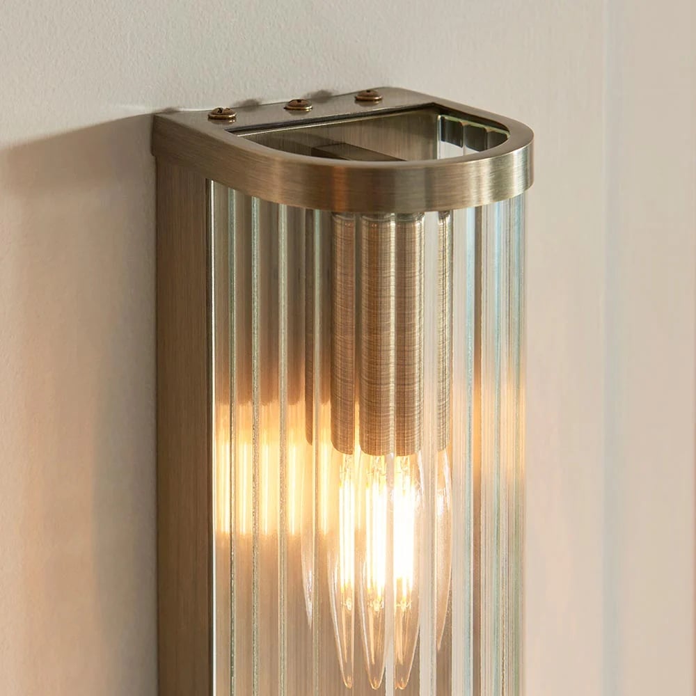 RibGlow Art Deco Ribbed Glass Wall Light - Vintage-Inspired Sconce for Living Room