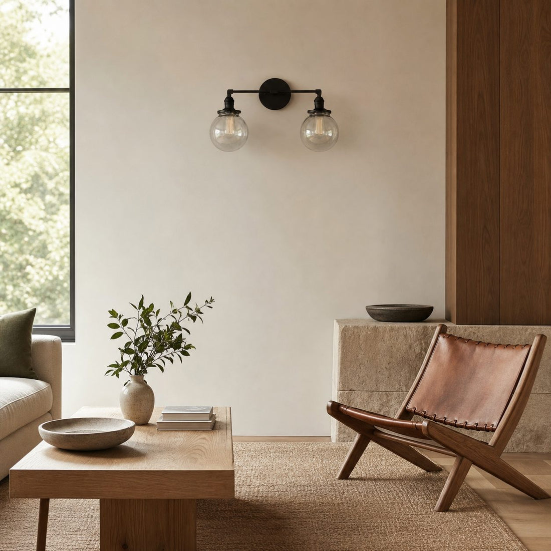Lumio Globe Glass Globe Vanity Light - Modern Two Light Bathroom Sconce
