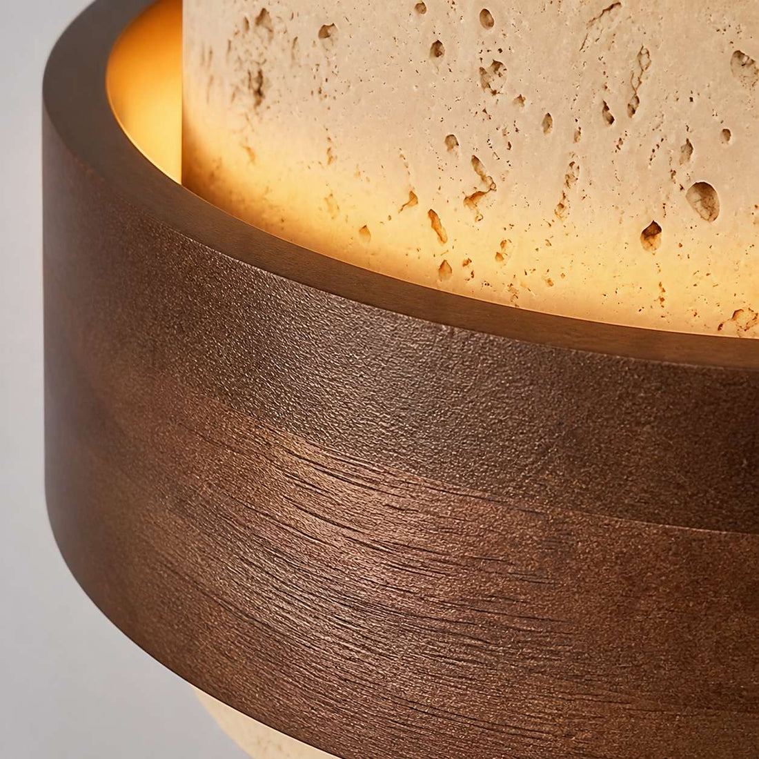 MokuStone Wabi Sabi Travertine Ceiling Lamp - Textured Stone Flush Mount Lighting for Home