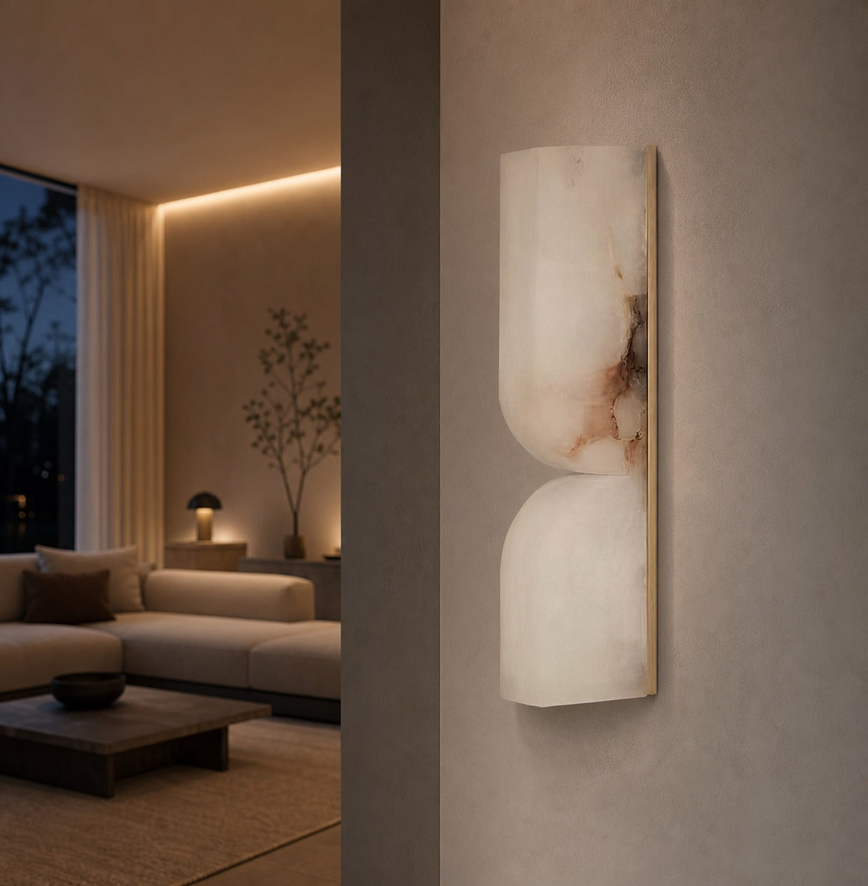 Modern Rectangular Alabaster Wall Lamp – Minimalist Sconce for Bedroom Hallway Living Room