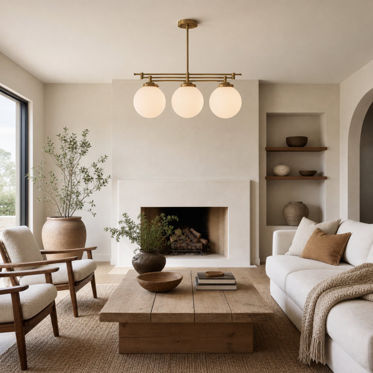 Glorica Glass Frosted Globe Pendant Light - Art Deco Hanging Light for Home