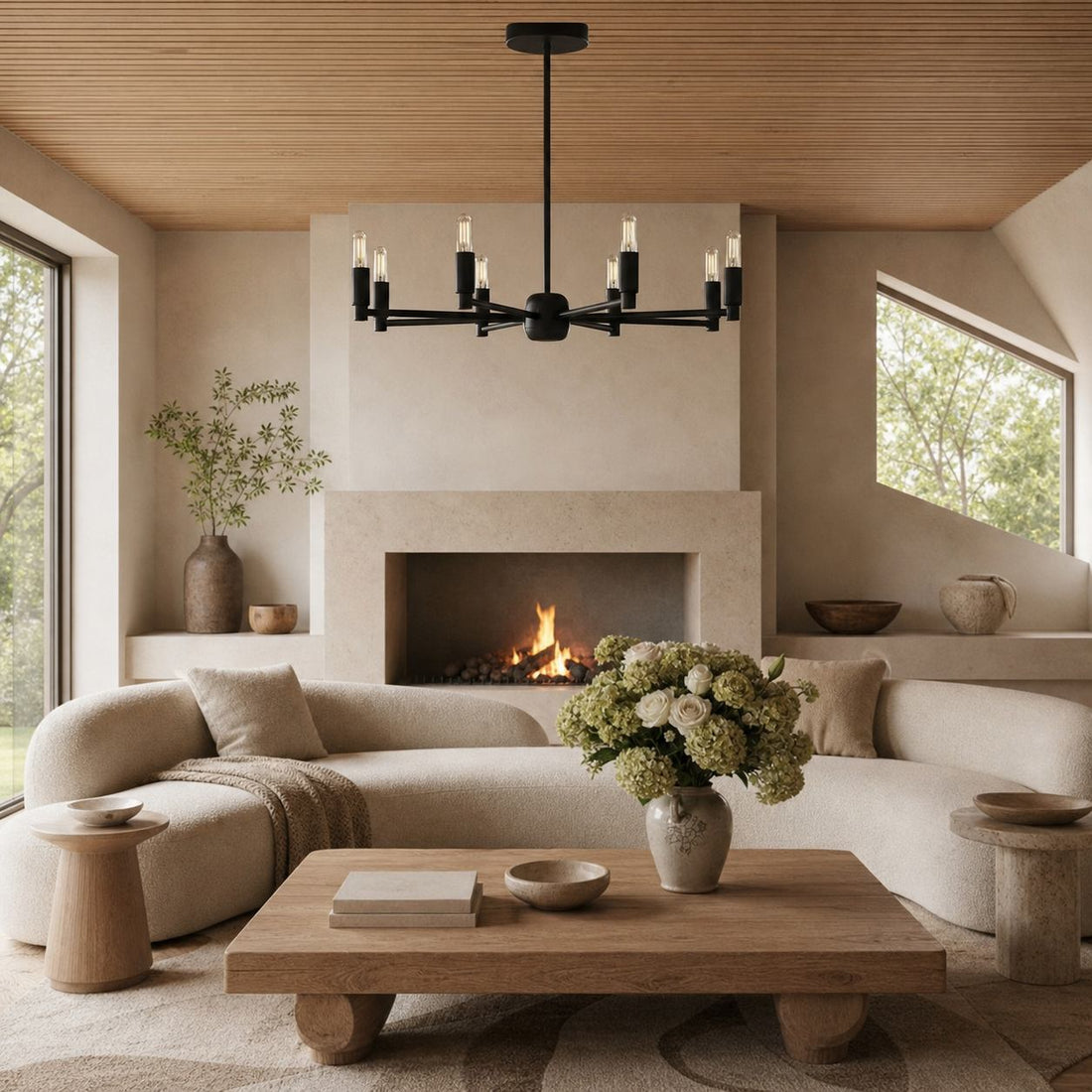 Mobilux Line Modern Chandelier - 8 Arm Mid Century Hanging Light