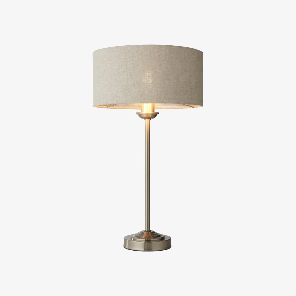 Tela 1‑Light and 3‑Light Table Lamp – Modern Linen & Metal for Bedside or Living Room