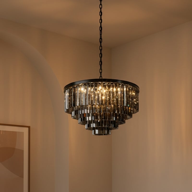 Aurevon Crystal Prism Metal Frame Modern Ceiling Chandelier for Home and Hotel