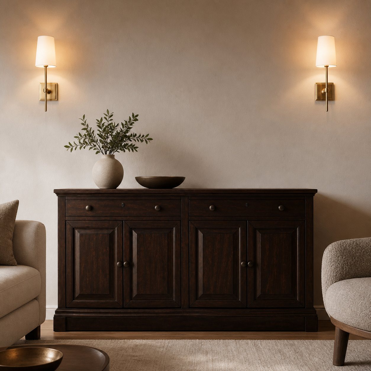 Derlina White Linen Shades Wall Lamp – Retro Metal Multi-Head Lighting Fixture