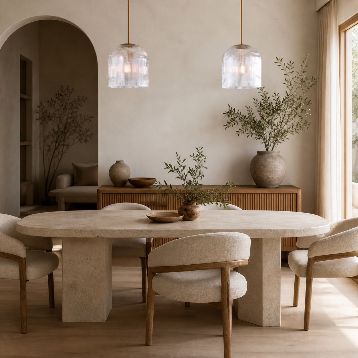 Alain Farmhouse Cooper Ribbed Glass Pendant Light