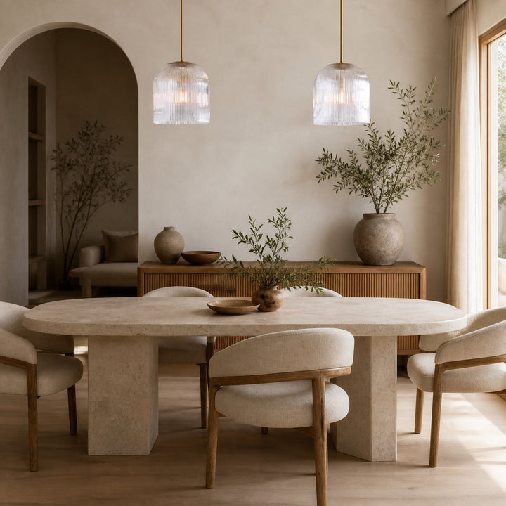 Alain Farmhouse Cooper Ribbed Glass Pendant Light