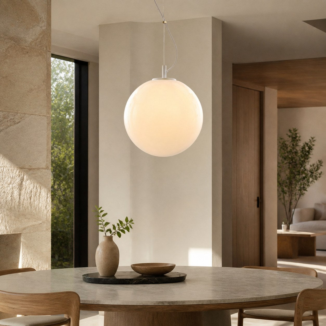 Lumivelle Minimalist Glass Pendant – Adjustable Height Dimmable Design
