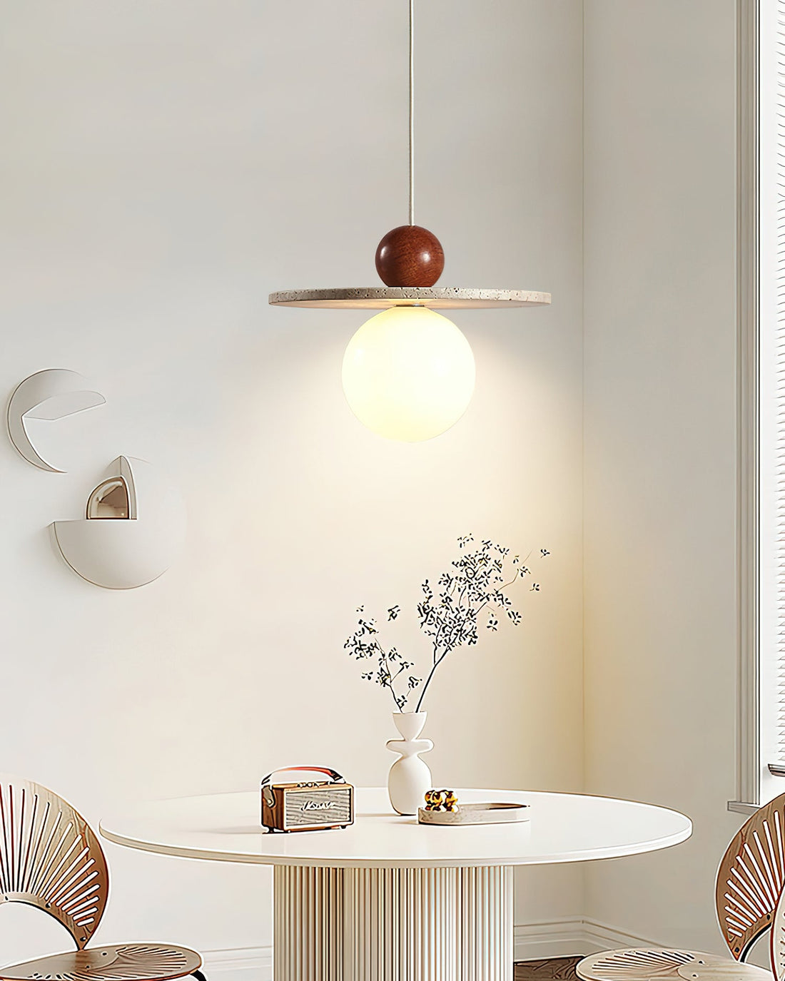 Retro Decor Cave Stone Disc Pendant Light