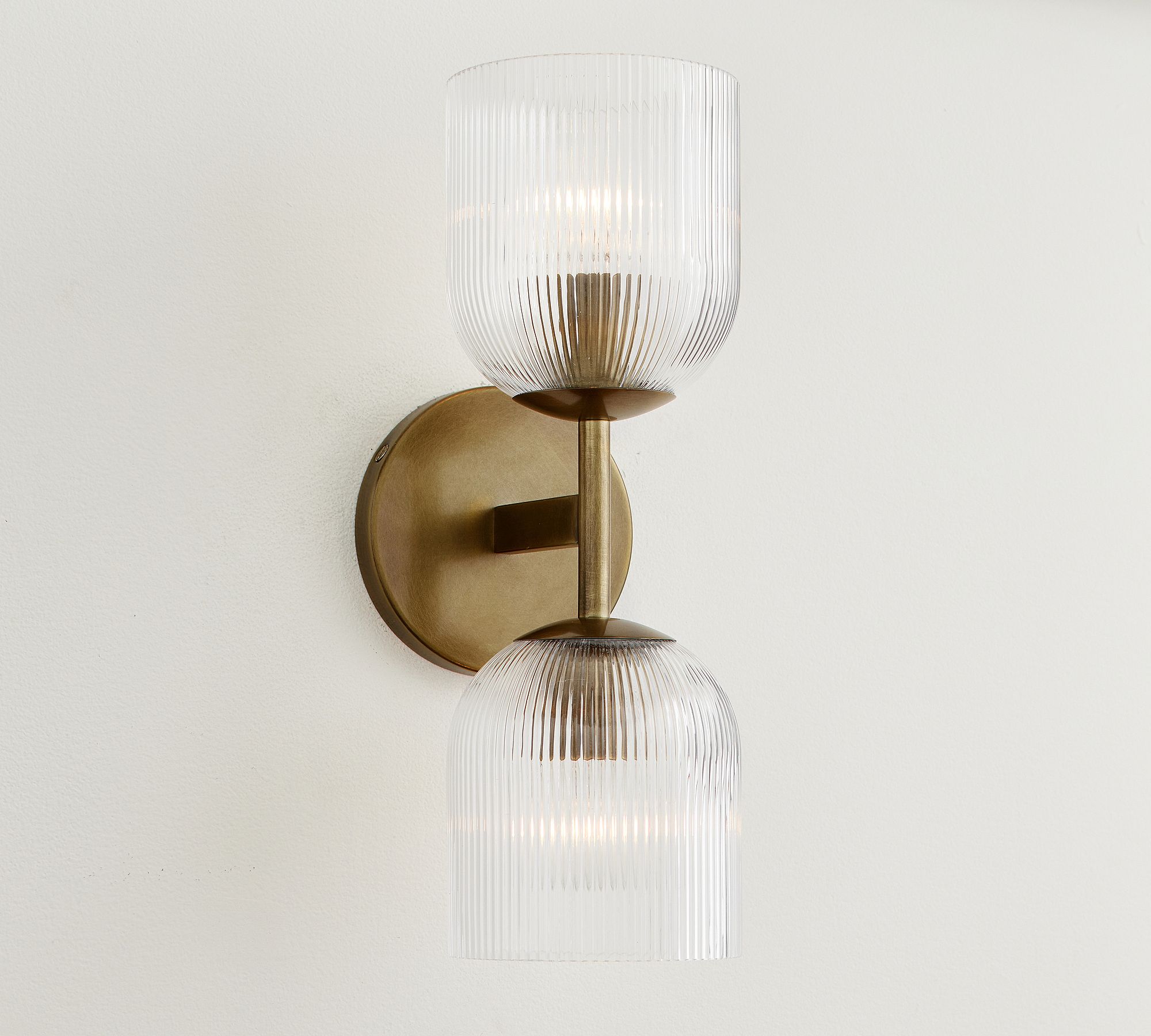 Bravira Ribbed Glass Sconce - Metal Wall Light with Clear Glass Shade