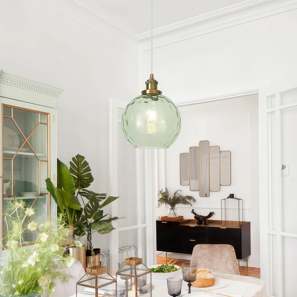Single Hammered Glass Globe Pendant Light
