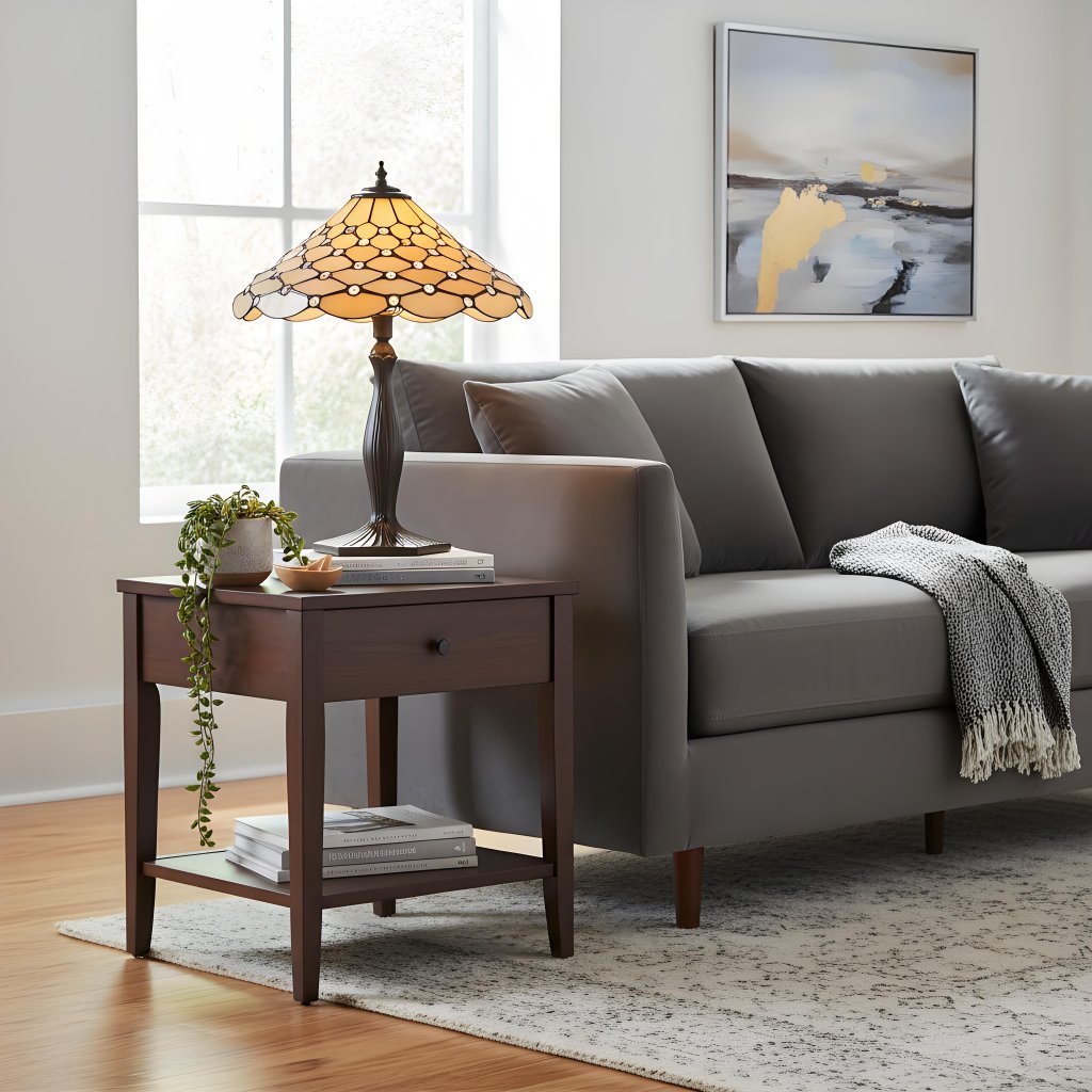 TF Pearl Stained Glass Table Lamp - Bedroom and Living Room Ambient Light