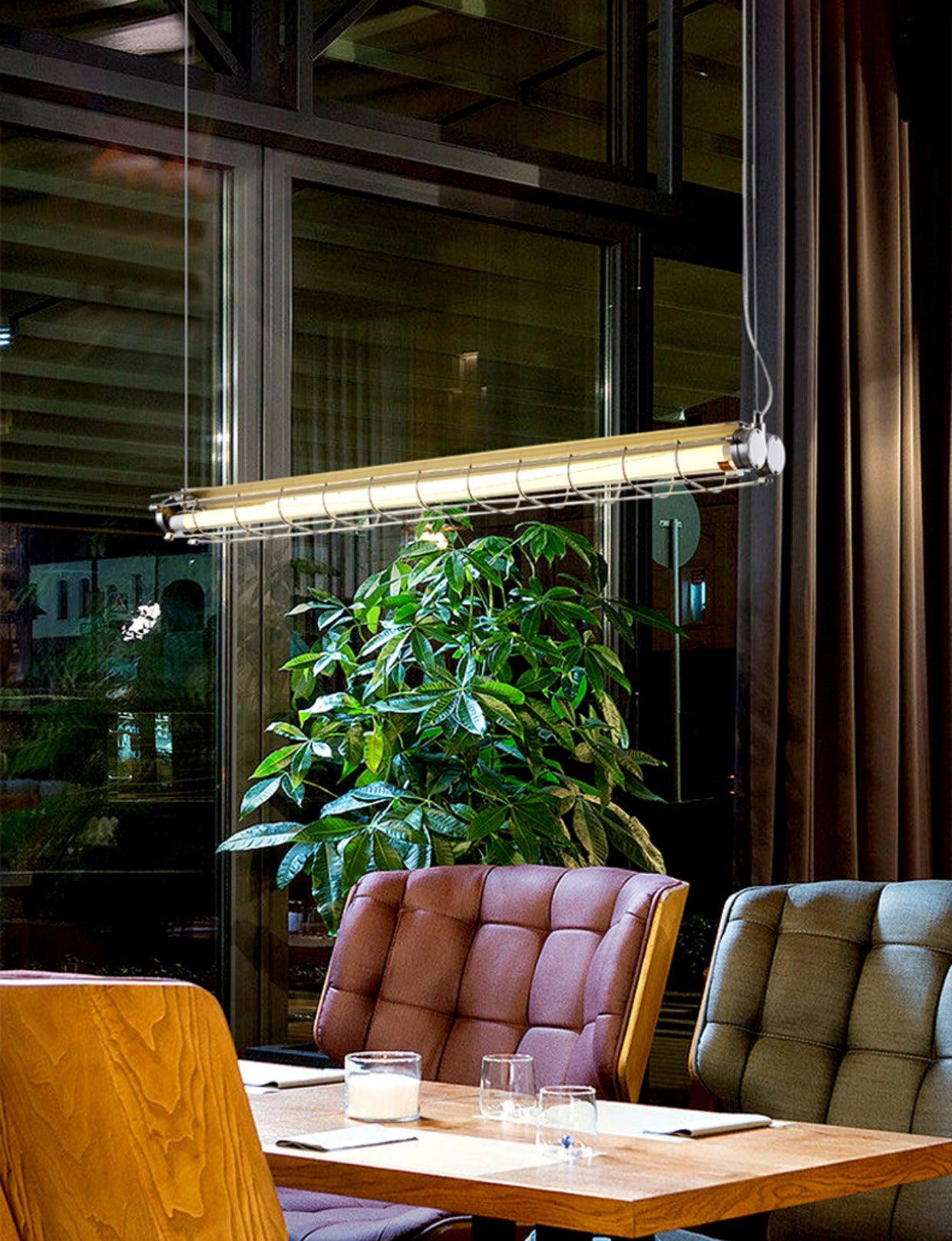 Glass Linearity Chandelier Artisan Clear Cast Iron Metal Sleek Sparkling