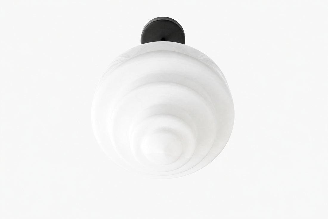 Geotower Glass Brass Pendant Light – Art Deco Opal Globe Ceiling Fixture