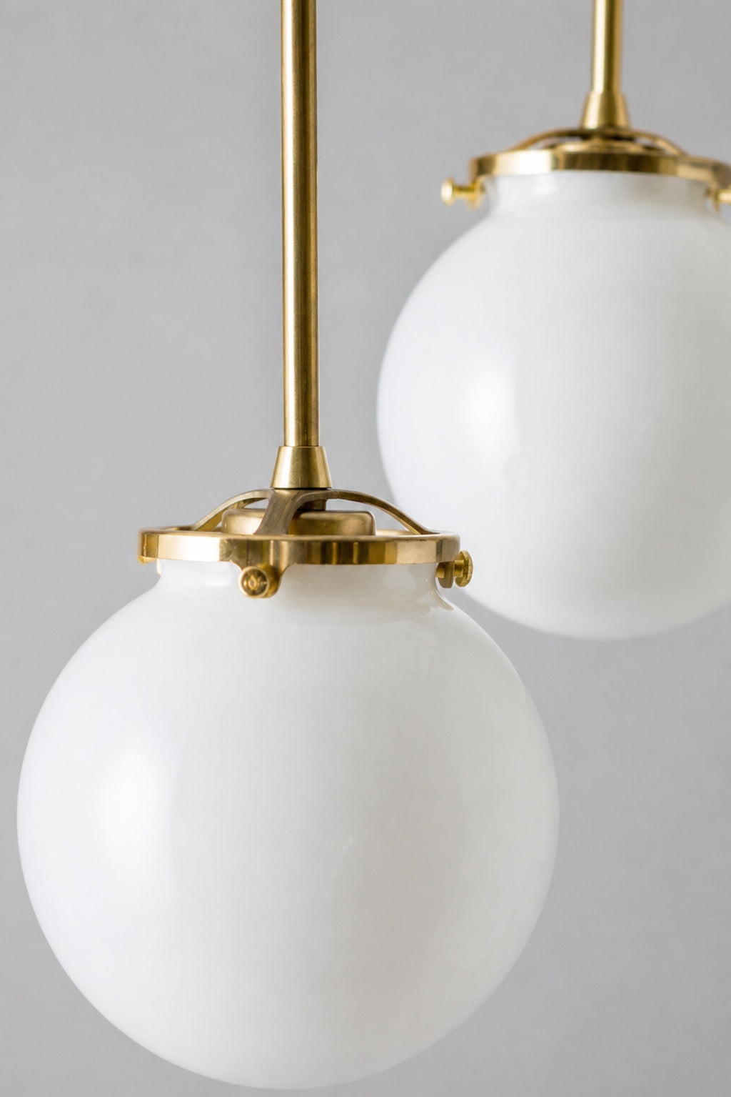 Glorica Glass 5 Globe Chandelier - Brass and Opal Glass Vintage Pendant Light