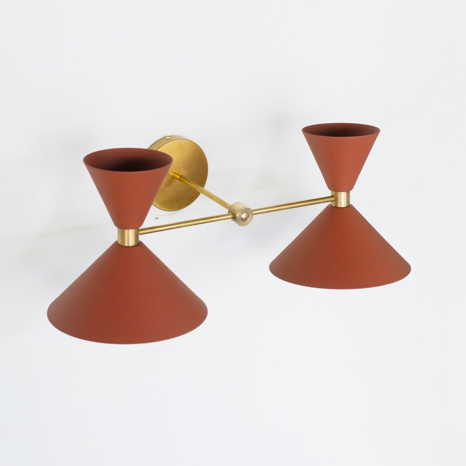 Double Cone Wall Sconce Light - Brass Finish Hourglass Style for Home