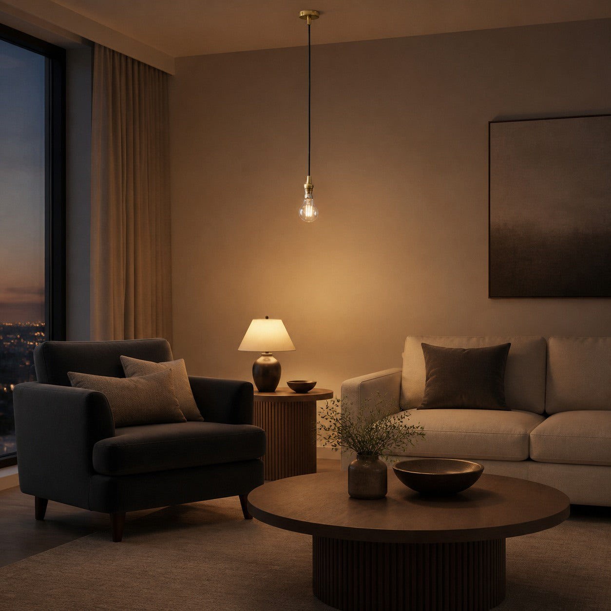 Plaitar Modern Brass Pendant Light - Minimalist Ceiling Fixture with Braided Cord for Hallways