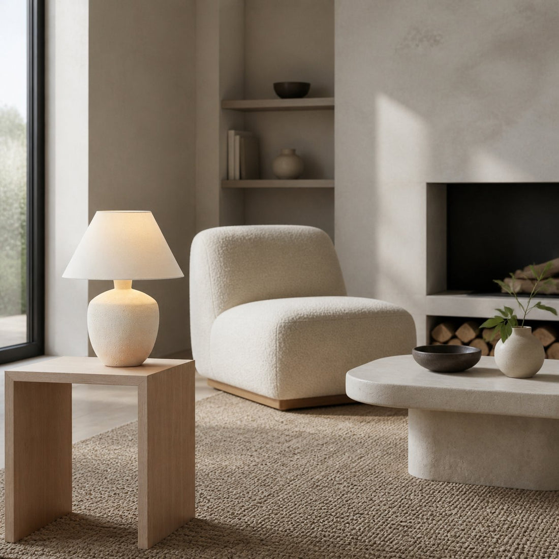 Ceruna Modern Ceramic Table Lamp – Sculptural Body Clean Finish for Entryway and Lounge