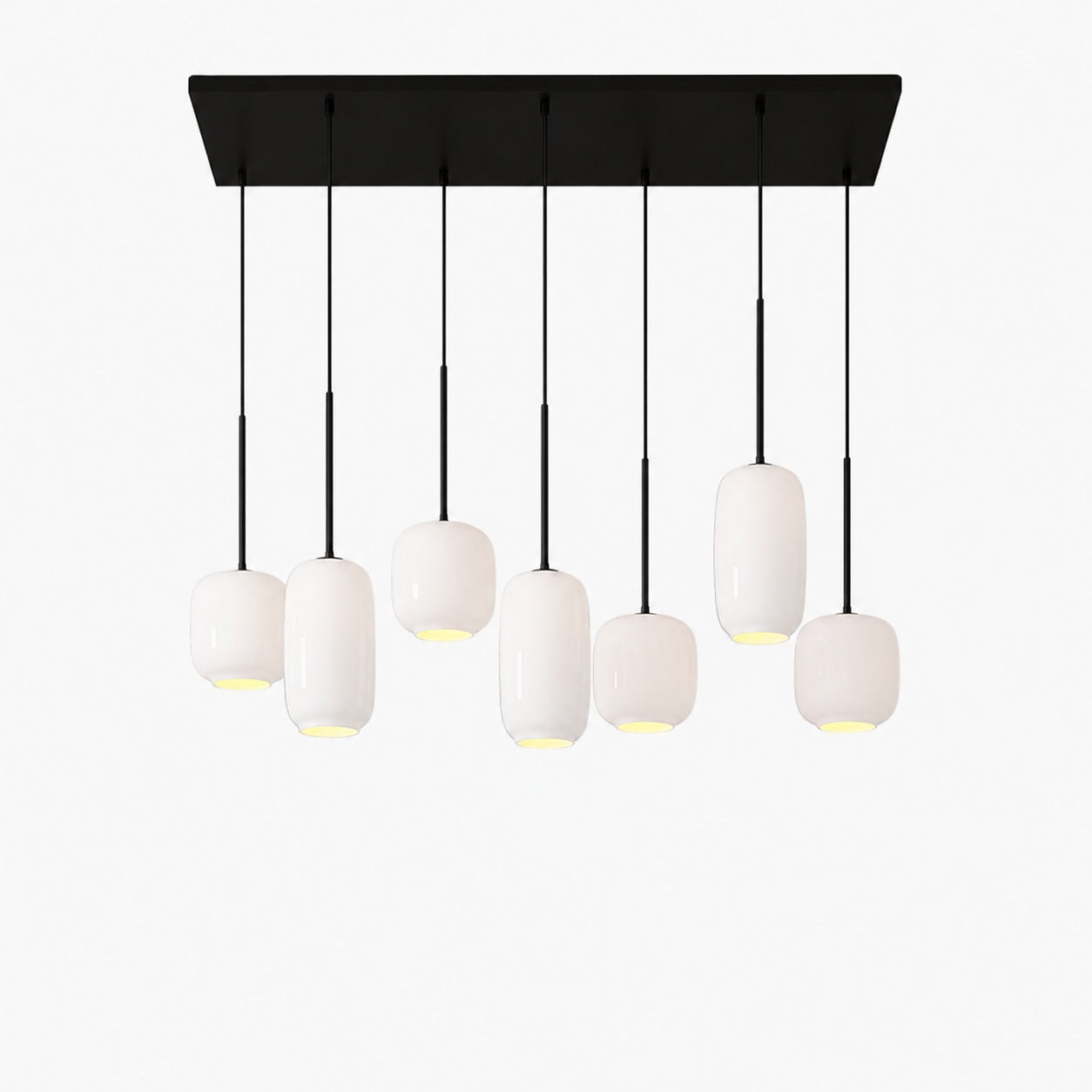 Lumivelle Sculptural 7-Light Chandelier – Adjustable Height Modern Glass Pendant