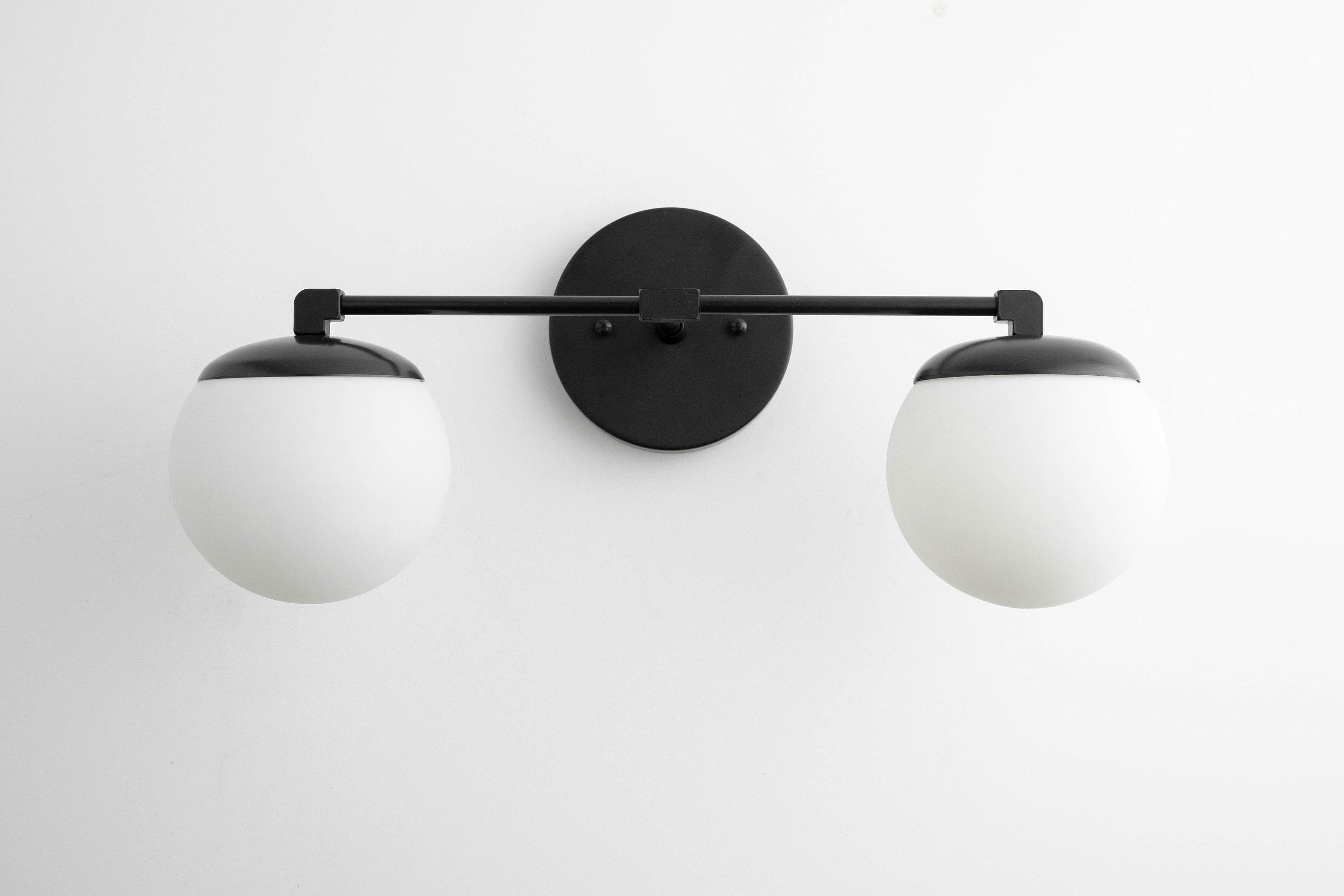 Glorica Glass Vanity Light - Art Deco Brass Wall Globe Fixture Modern