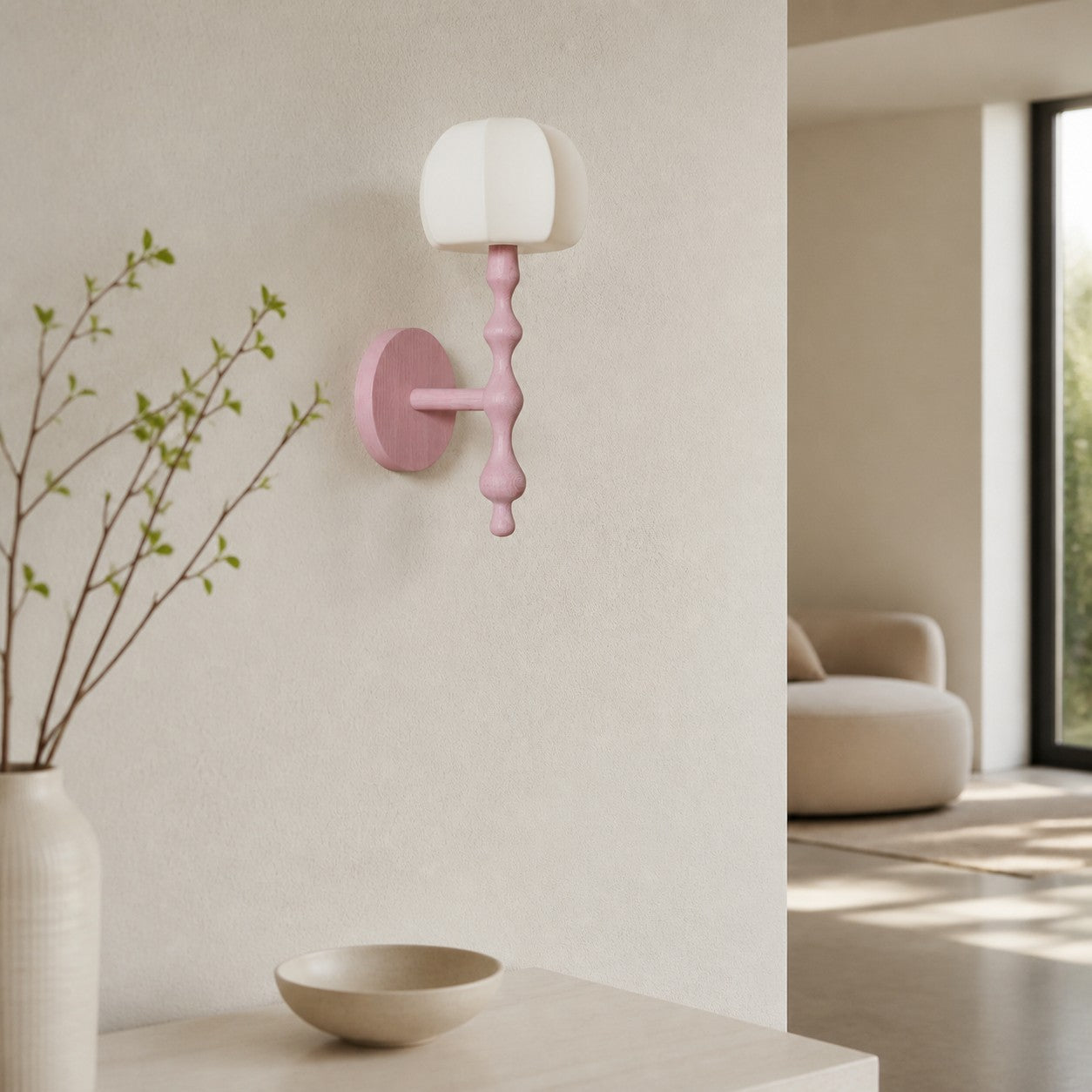 Savara Modern Curved Base Wall Light – Soft Diffused Fabric Shade for Hallways and Living Rooms