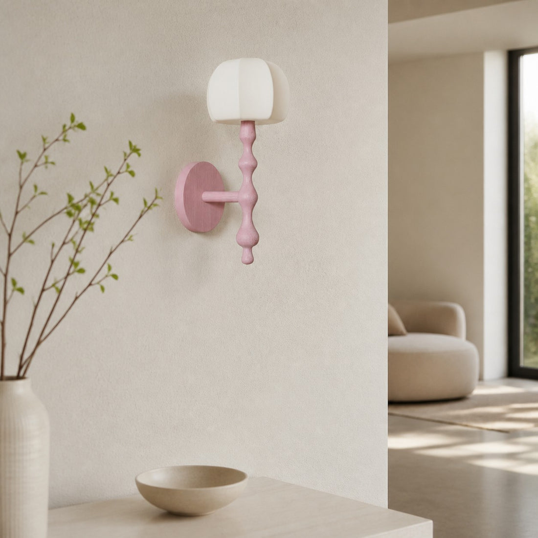 Savara Modern Curved Base Wall Light – Soft Diffused Fabric Shade for Hallways and Living Rooms