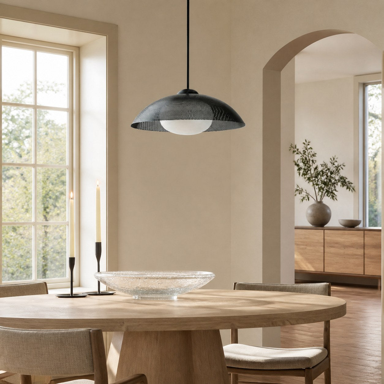 Elorina Pendant Light - Perforated Metal Shade, Champagne Bronze