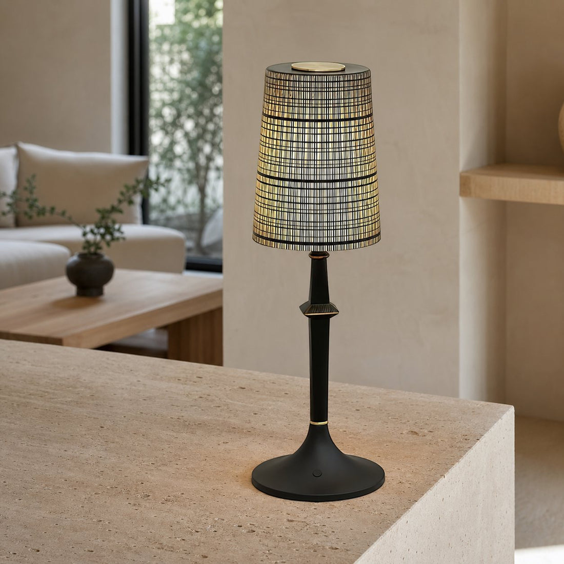Devon Black Table Lamp (Built-in Battery)
