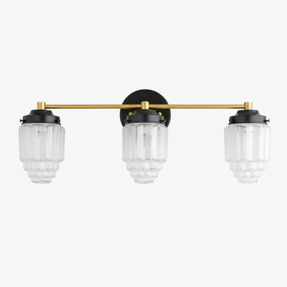 Tierlux Glass Vanity Light - Art Deco Bathroom Fixture with Skyscraper Shades