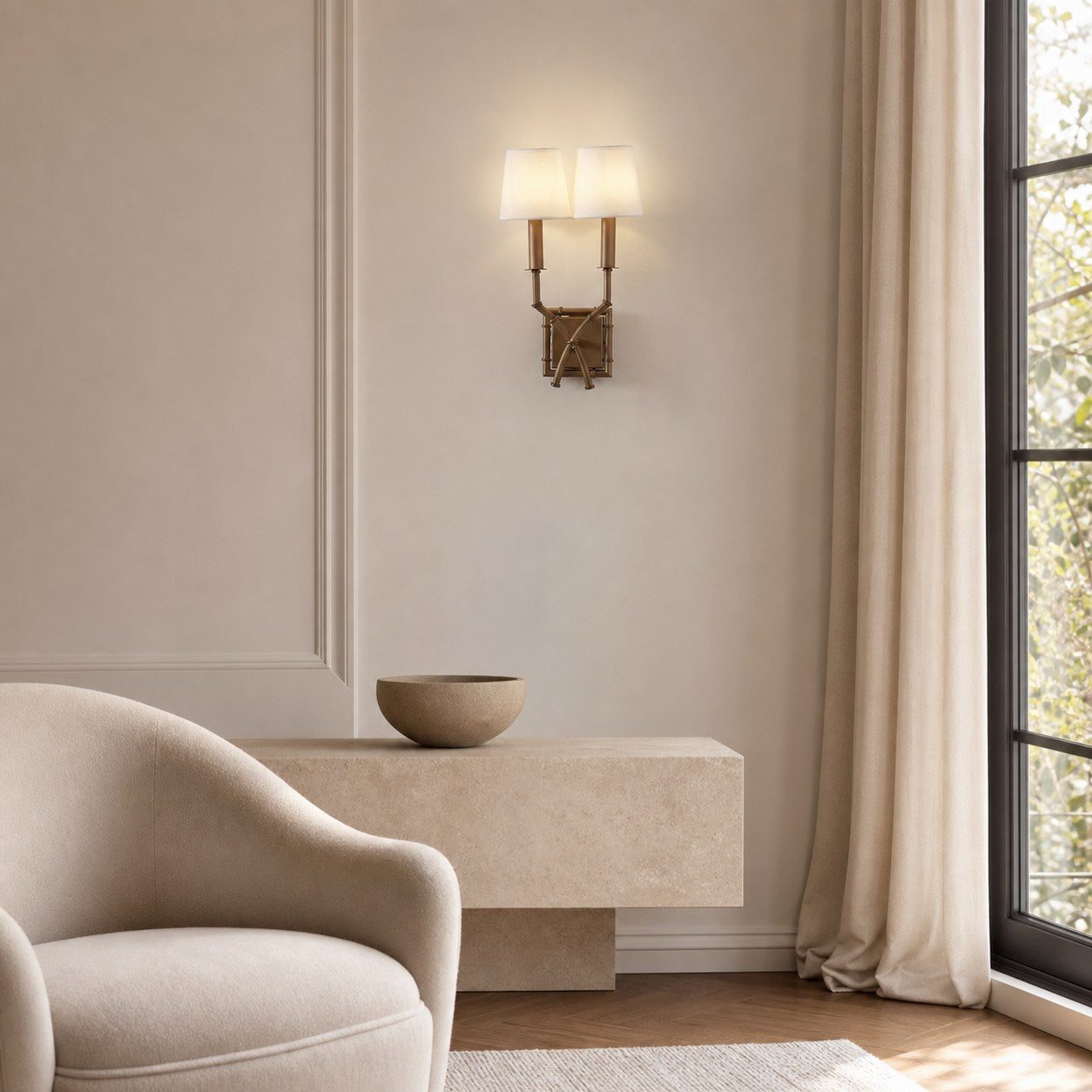Double Arm Bamboo Sconce