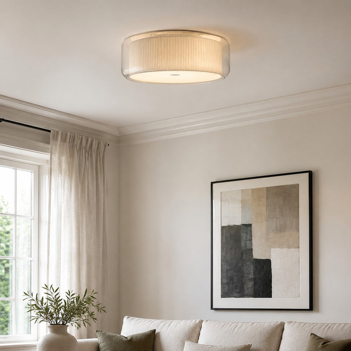 Bauhaus Glass Fabric Flush Mount Ceiling Light