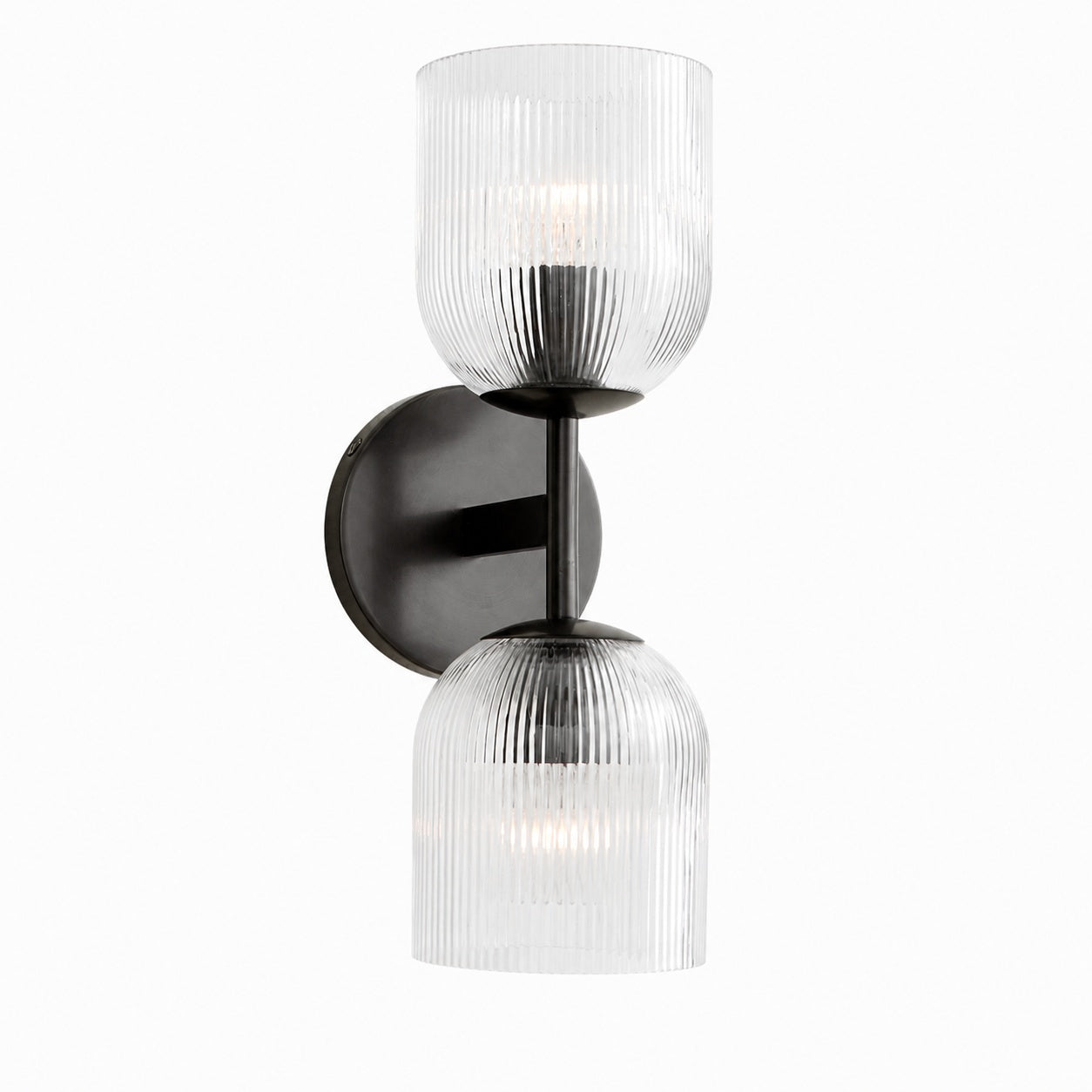 Bravira Ribbed Glass Sconce - Metal Wall Light with Clear Glass Shade