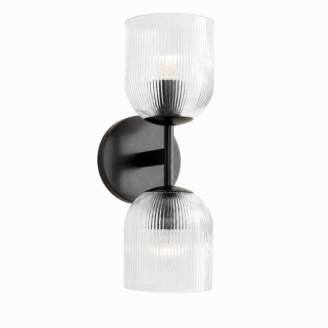 Bravira Ribbed Glass Sconce - Metal Wall Light with Clear Glass Shade