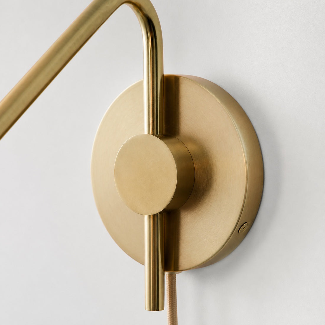 Diora Plug-In Wall Sconce - Champagne Bronze Adjustable Arm Lamp with Linen Shade