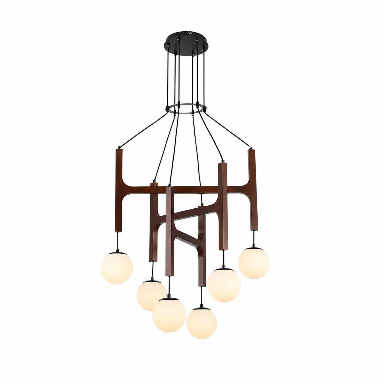 Auralith Wood Chandelier Multi Arm Fixture - Modern Natural Lighting for Living and Dining