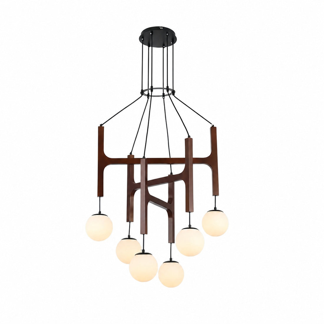 Auralith Wood Chandelier Multi Arm Fixture - Modern Natural Lighting for Living and Dining