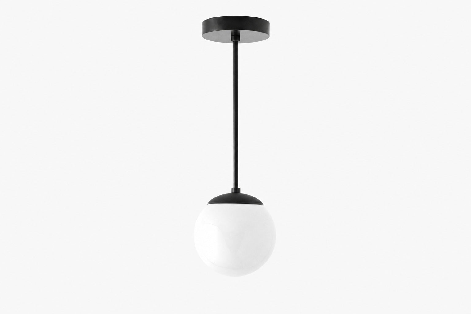 Glorica Glass White Globe Pendant Light - Mid Century Modern Glass Hanging Fixture