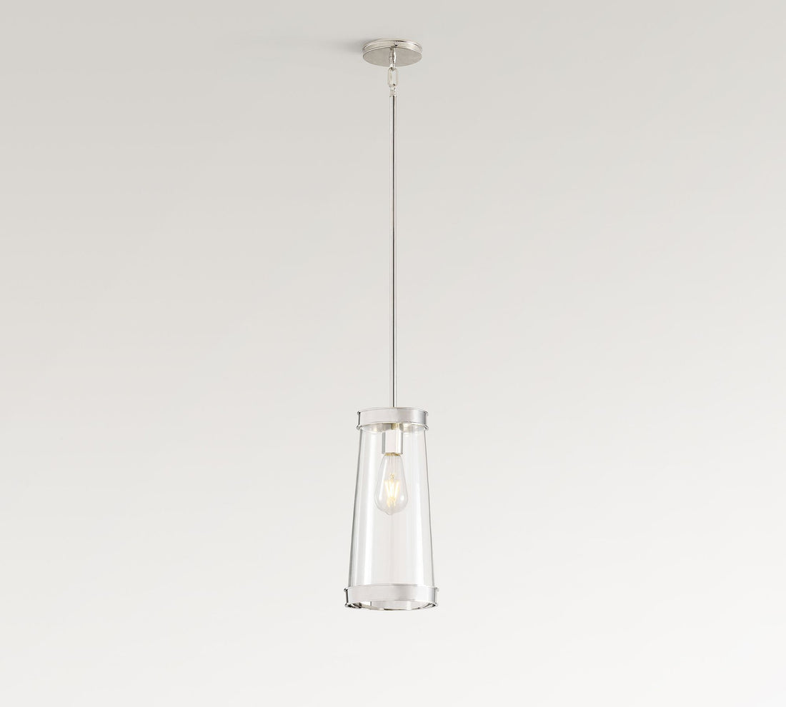 Driscoll Glass Drum Pendant Light - Contemporary Brass Hanging Lamp