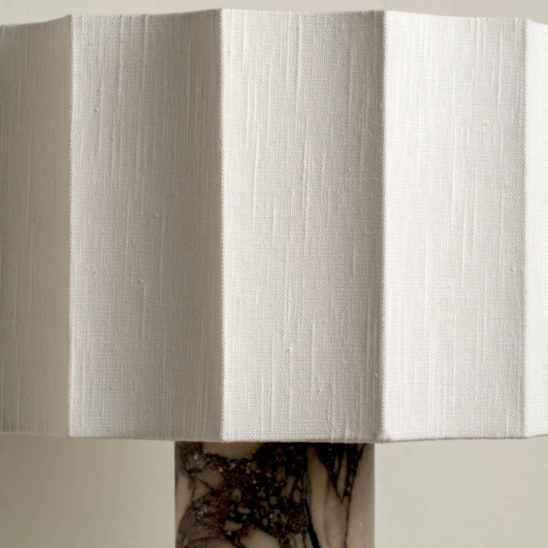 Cavilon Table Lamp with Fan-Shaped Linen Shade - Stone Finishes Suitable for Living Rooms