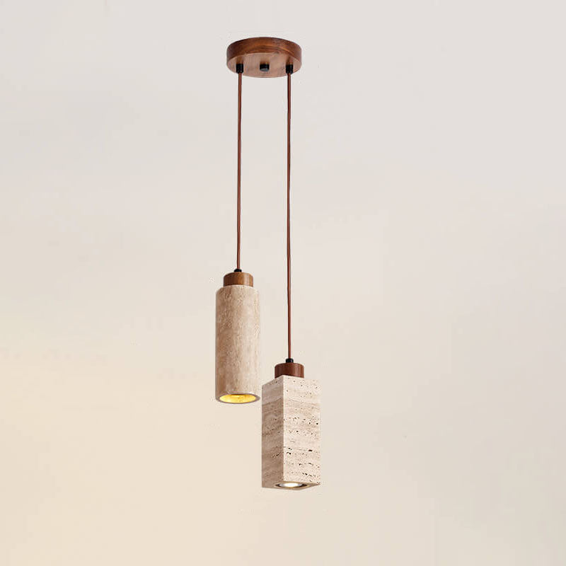Wabi Sabi Solid Wood Stone Pendant Light