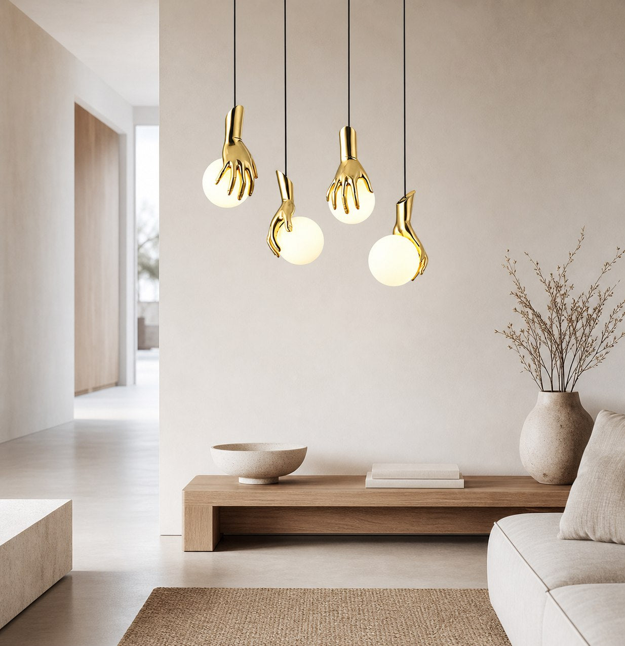 Hand Holding Globe Pendant Light