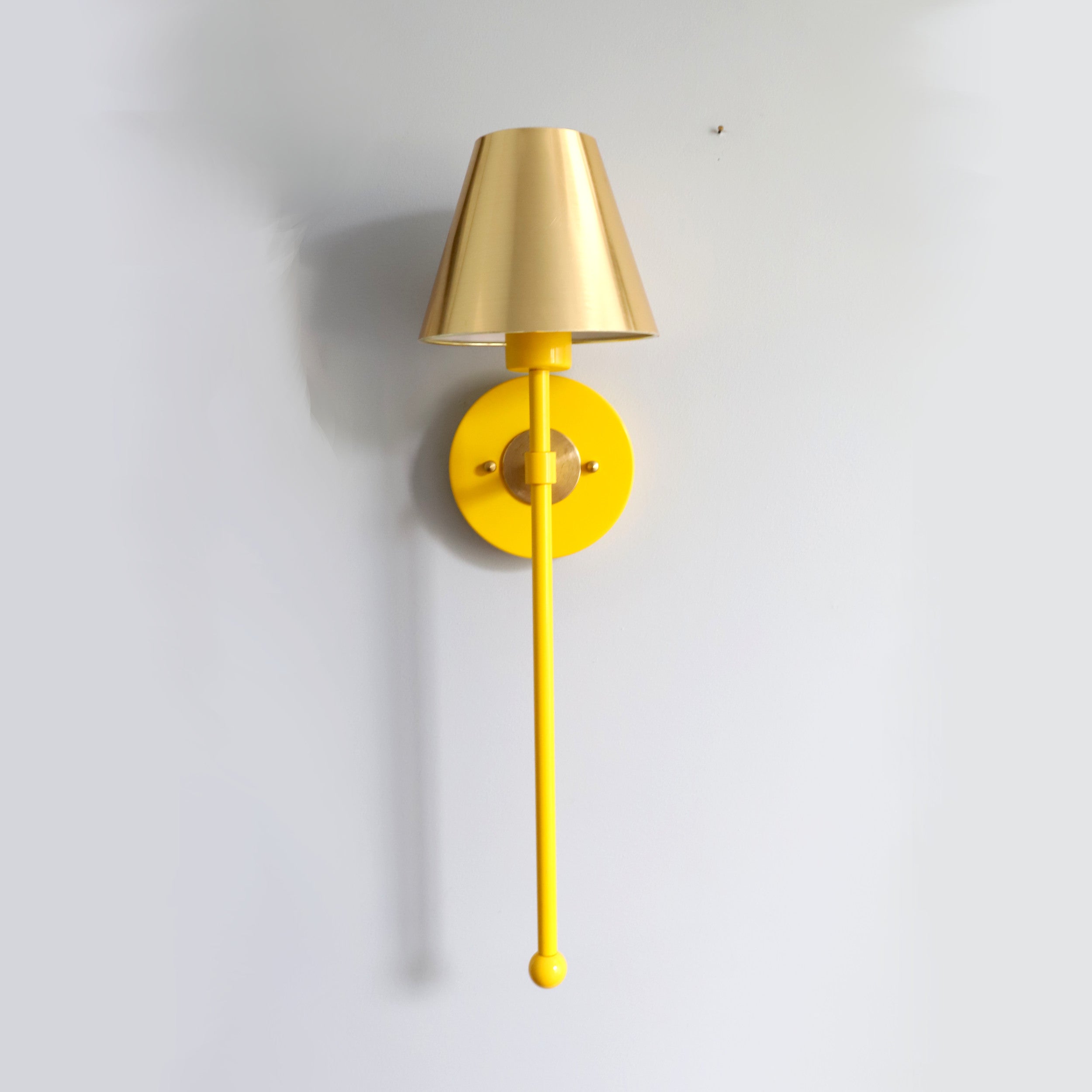 Colorful Single Light Wall Sconce - Brass Accent for Bathroom & Hallway