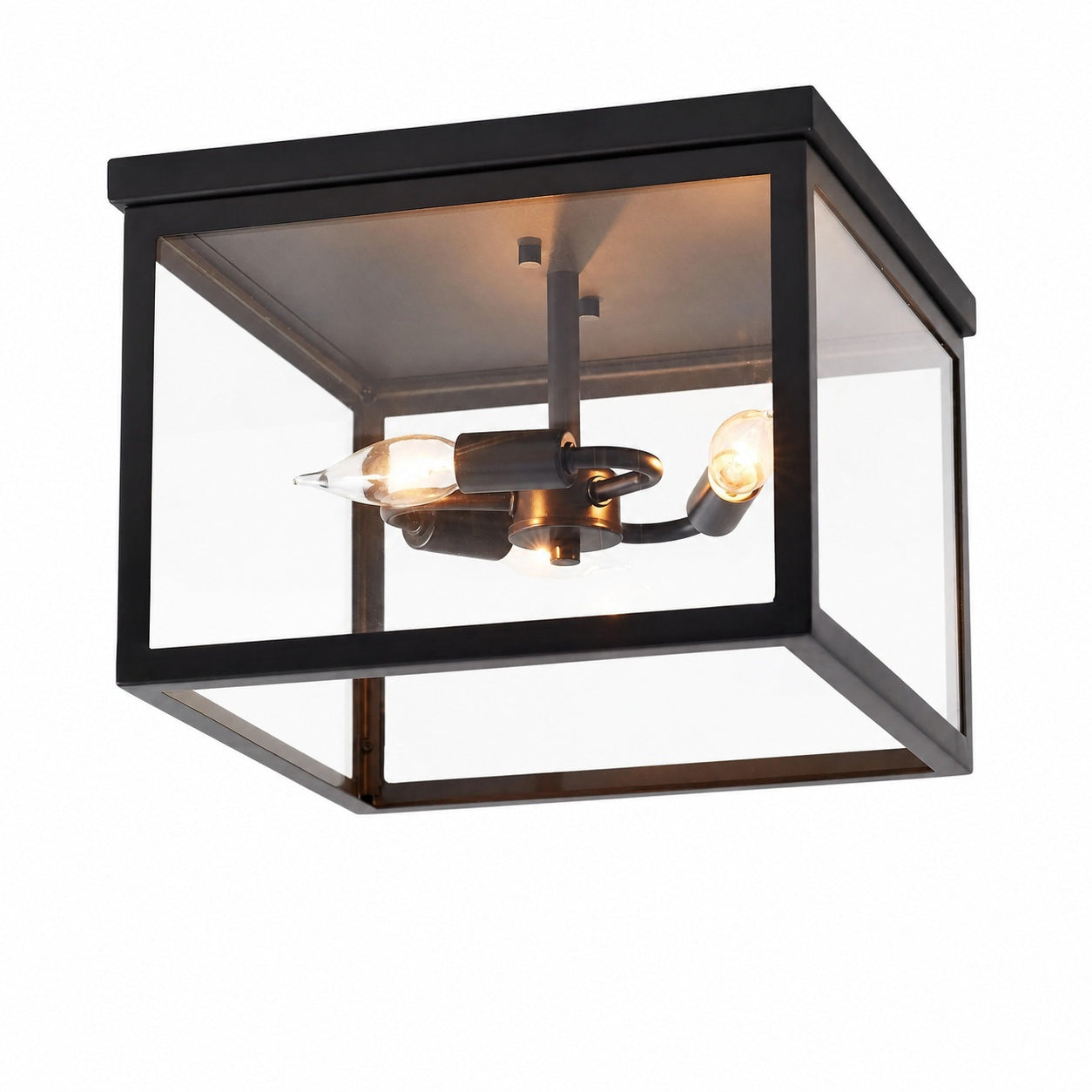 Ferrix Minimalistisch Iron Flush Mount Ceiling Light - Modern Outdoor Glass Ceiling Lamp