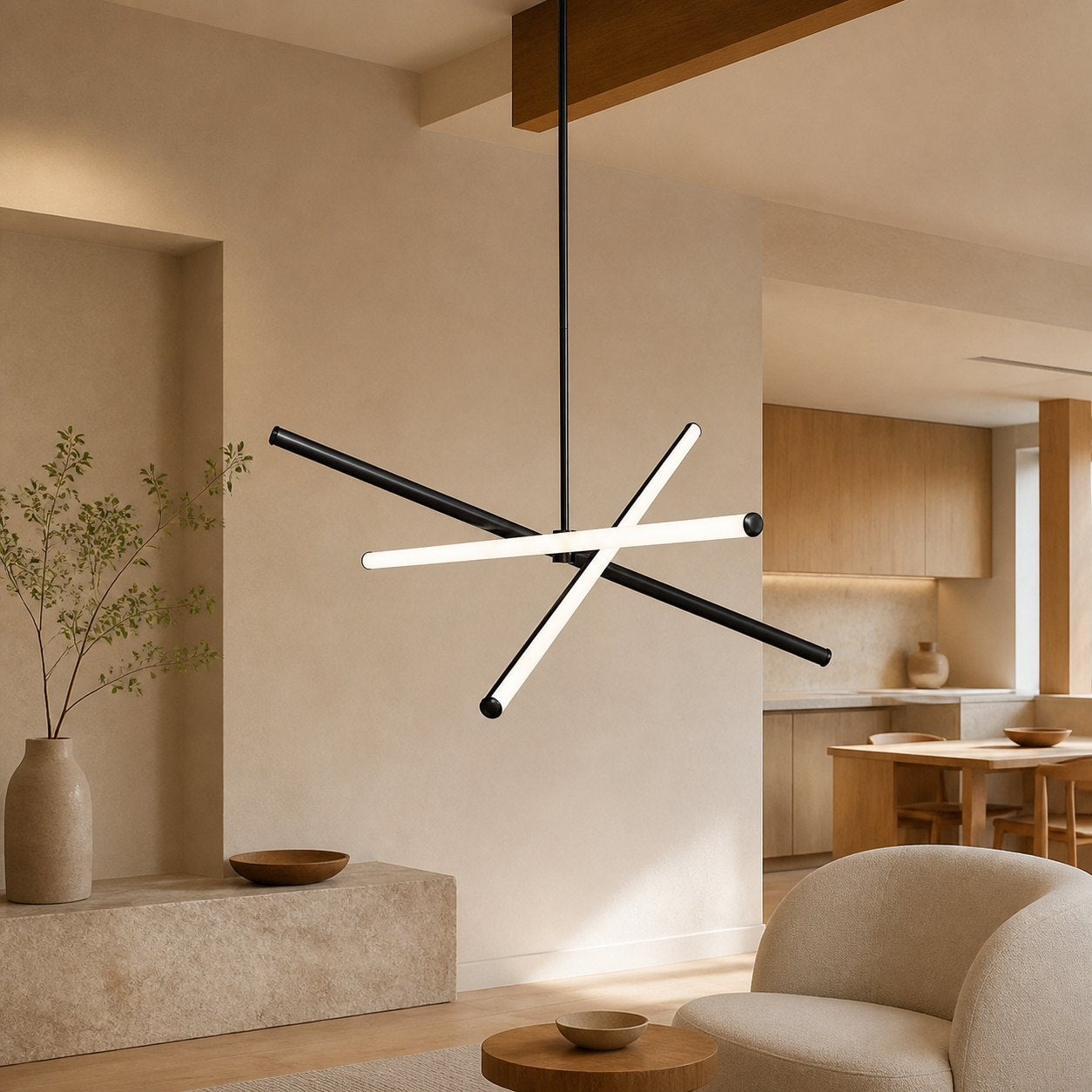 Voro Minimalist Chrome Light Rods - LED Semi-Flush Mount Ceiling Light