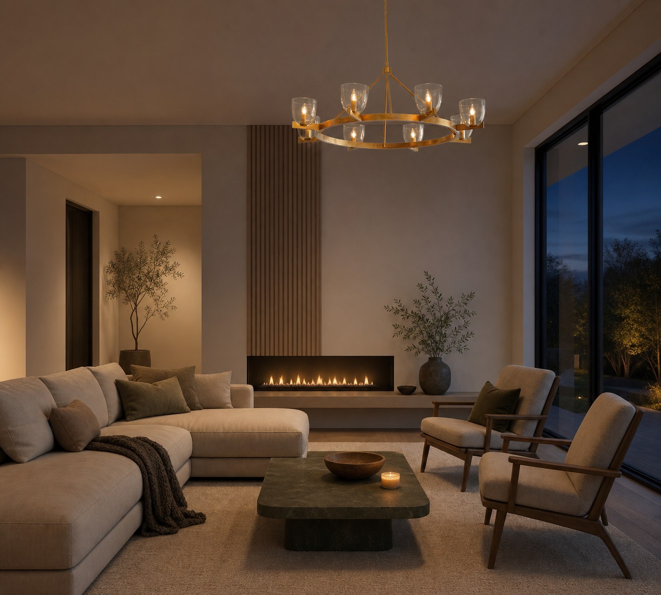 Auria Hand-blown Glass Metal Chandelier - Contemporary Brass Design