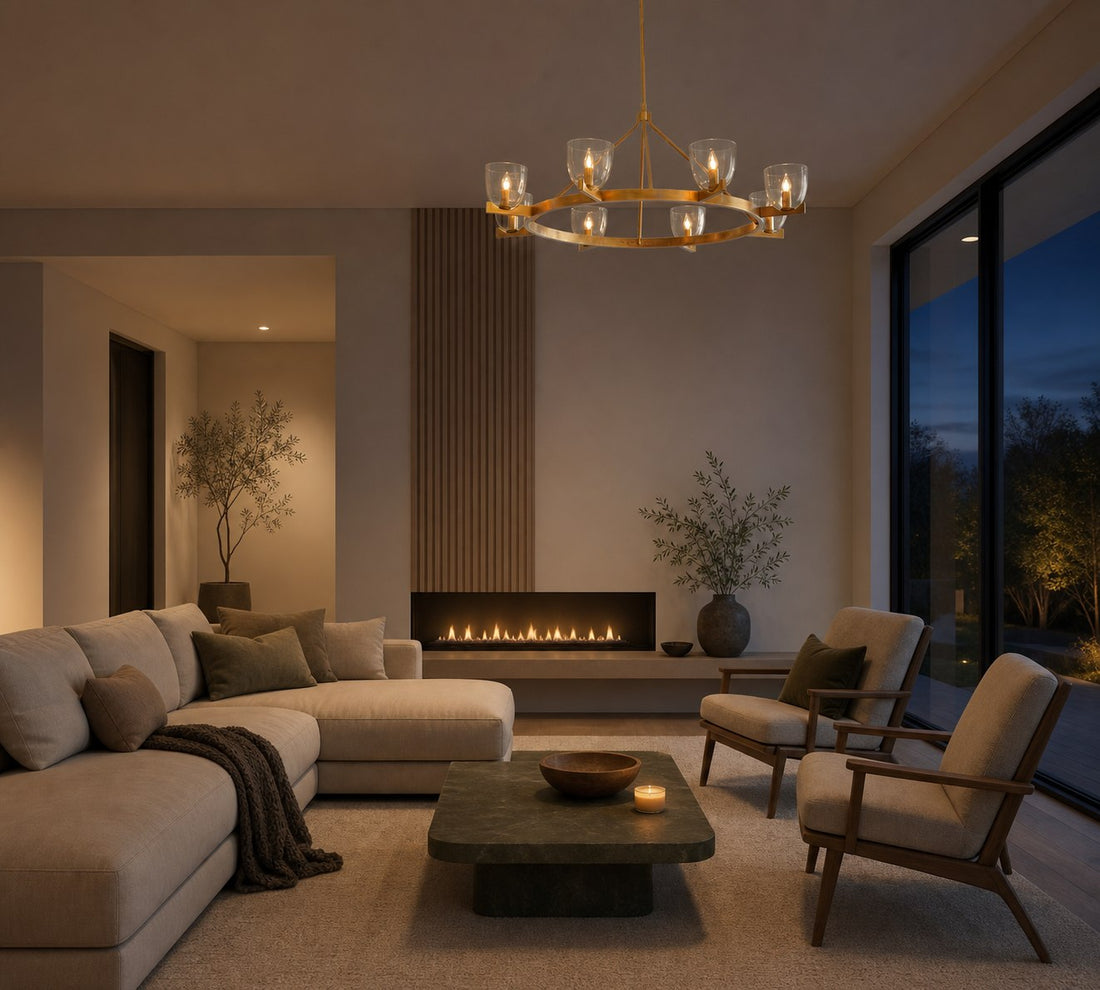 Auria Hand-blown Glass Metal Chandelier - Contemporary Brass Design