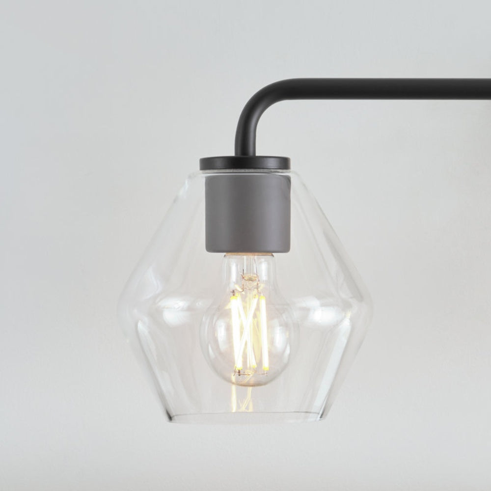 Vintage 3 Light Vanity Wall Light - Metal Glass Shades Bath Wall Sconce