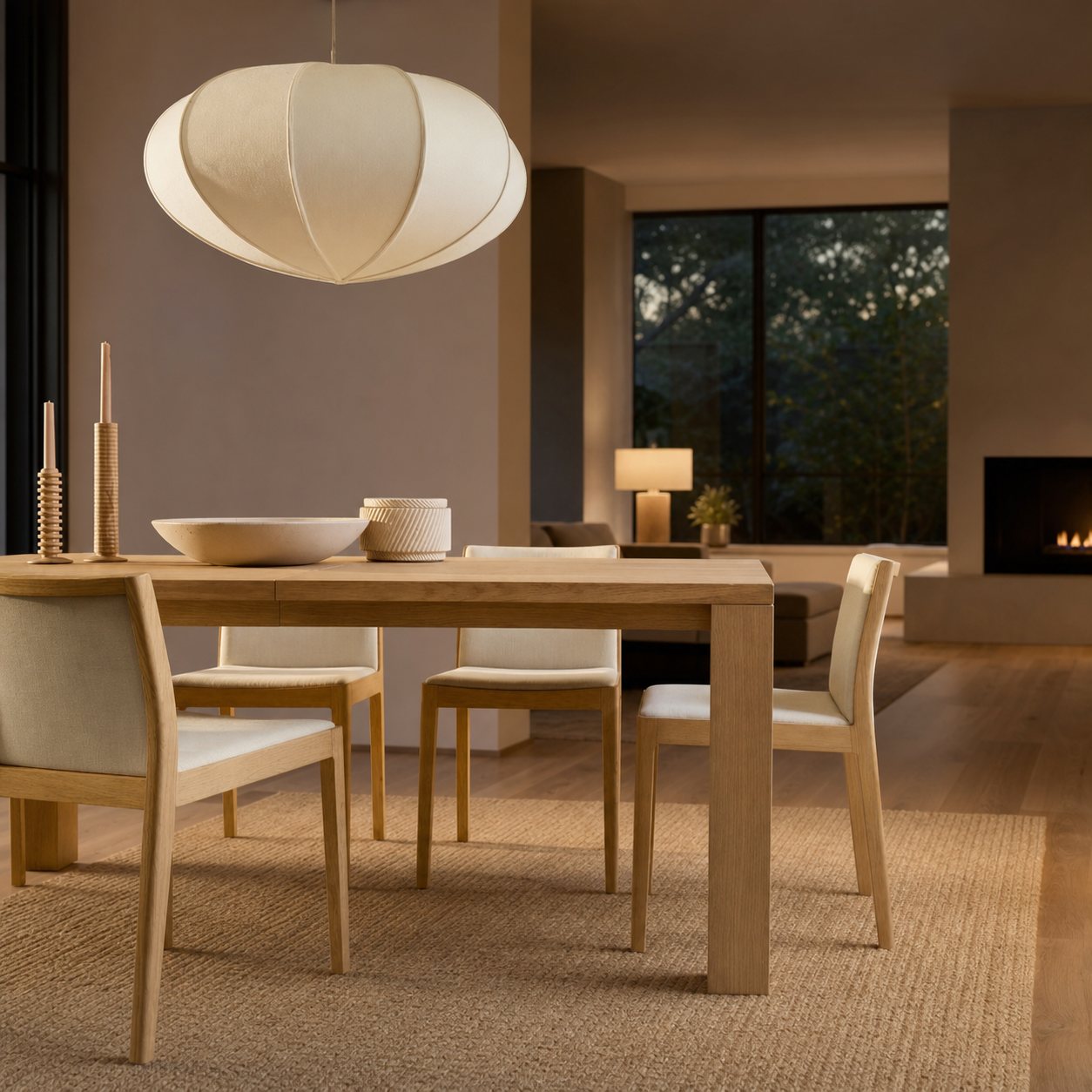 Alvian Pendant Light - Linen Shade with Adjustable Height for Cozy Dining