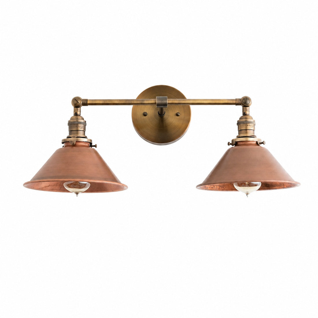 Conique Metal Industrial Wall Sconce with Dual Cone Shades - Vintage Metal Finish