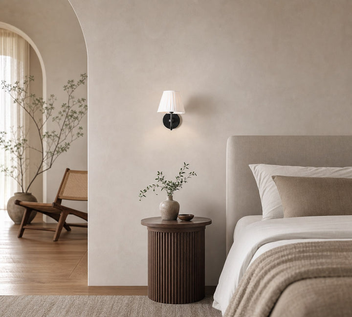 Luvora Pleated Shade Flush Mount - Fabric Round Design for Low Ceilings